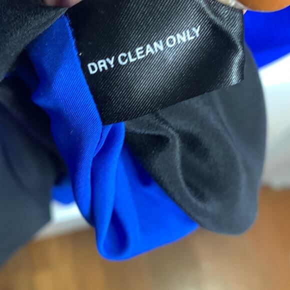 Saks 5th Avenue Blue Colorblock 100% Silk Shift MIDI Sleeveless Dress W-674 Sz L - Picture 6 of 8